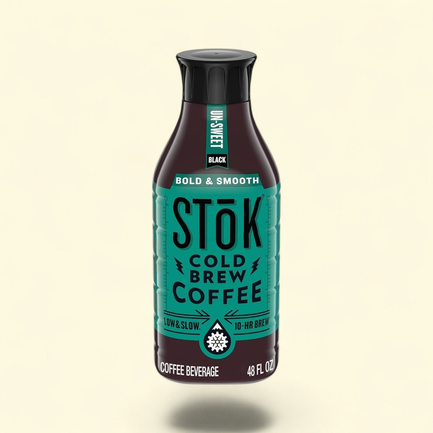 Treatspree Stok Unsweet Cold Brew Black Iced Coffee, 48 oz carton. Bold & Smooth, 10-hr brew.
