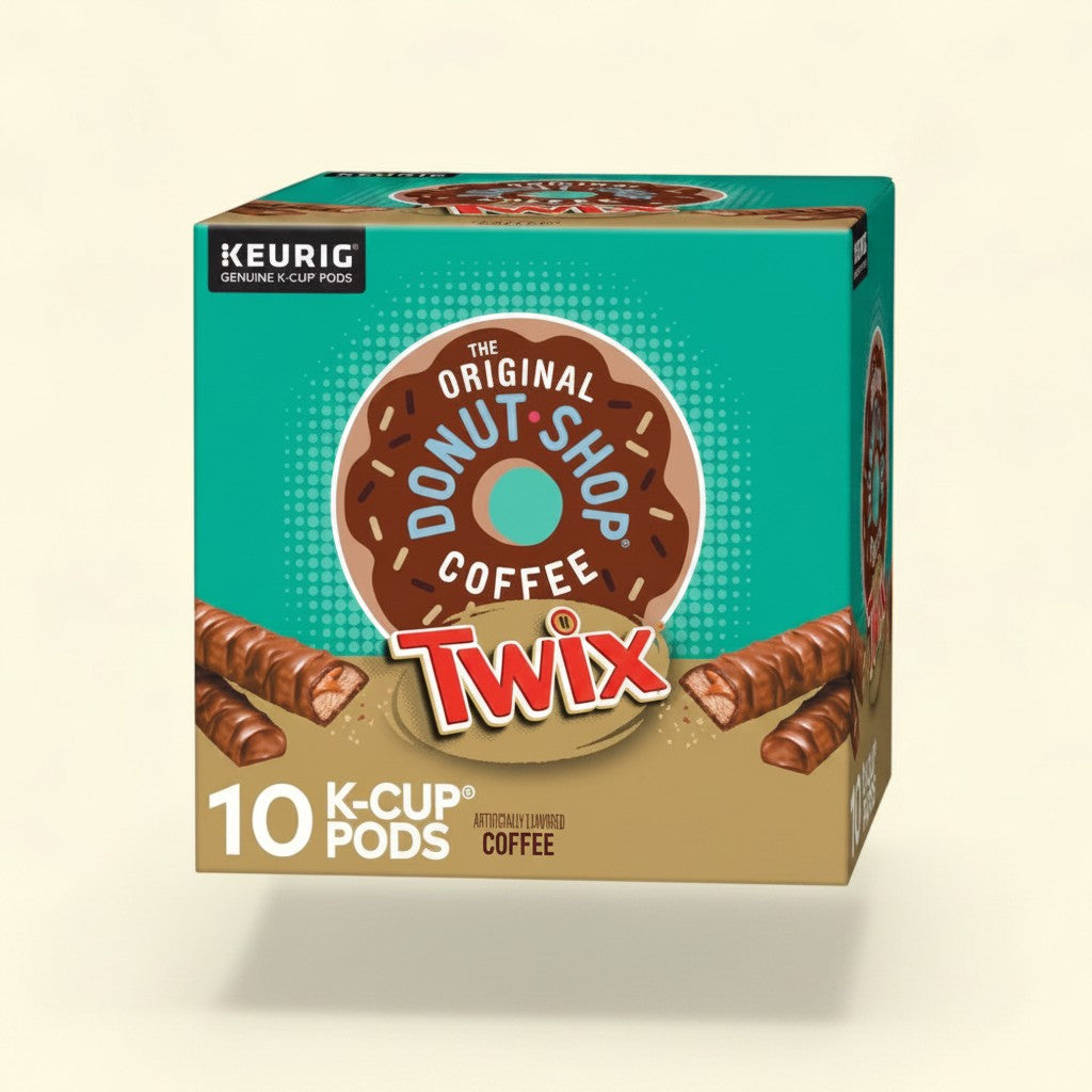 Treatspree The Original Donut Shop Twix flavored coffee pods, medium roast, 10 count K-Cup pods.