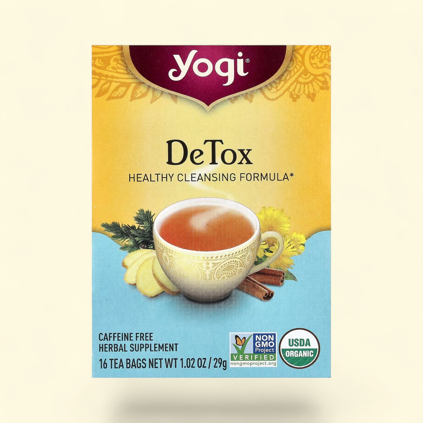 Treatspree Yogi DeTox Herbal Tea Bags, caffeine-free, USDA Organic, 16 tea bags. Supports healthy cleansing.
