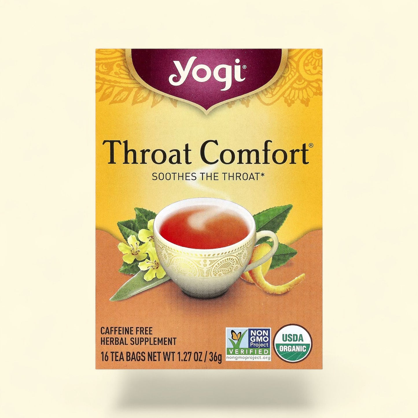 Treatspree Yogi Throat Comfort Herbal Tea Bags, 16 count, caffeine-free, USDA Organic, soothing herbal supplement.