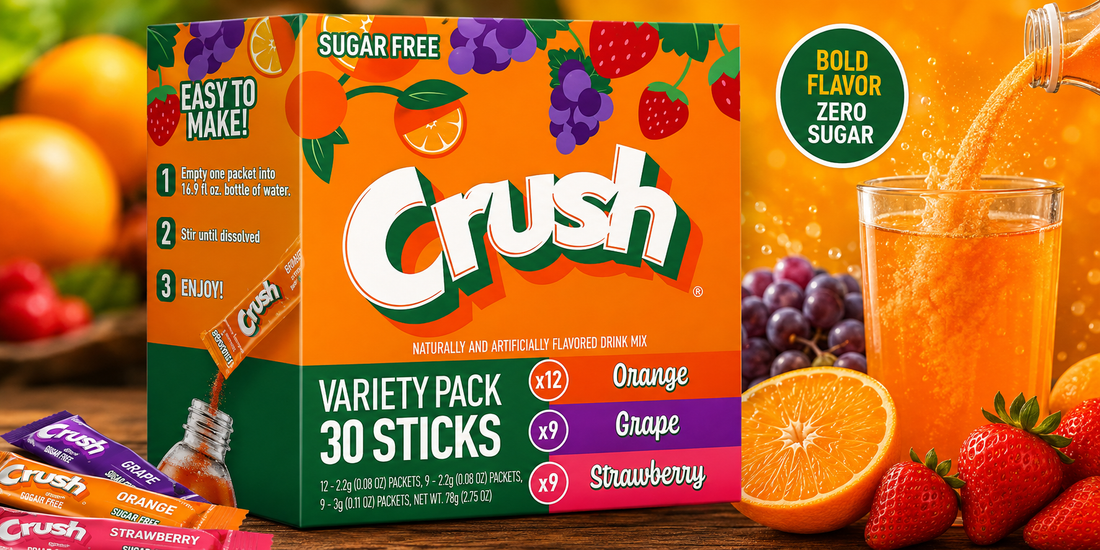 Crush Singles To Go Drink Mix Variety Pack Review: Flavors, Taste, Pros & Cons (30 Stick Pack)