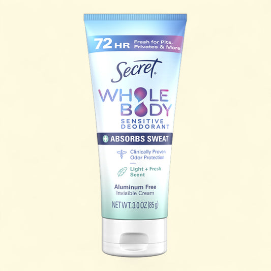 Secret Aluminum-Free Deodorant Cream, Light & Fresh Scent, 3.0oz
