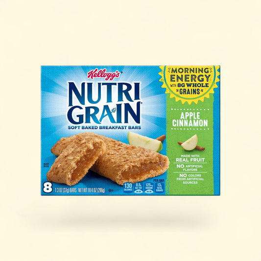 Kellogg's Nutri-Grain Apple Cinnamon Breakfast Bars, 10.4 oz, 8 Count — authentic US product shipped worldwide by Treatspree