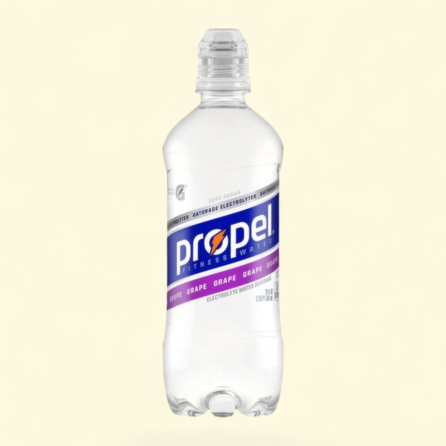 Propel water bottle on a beige background