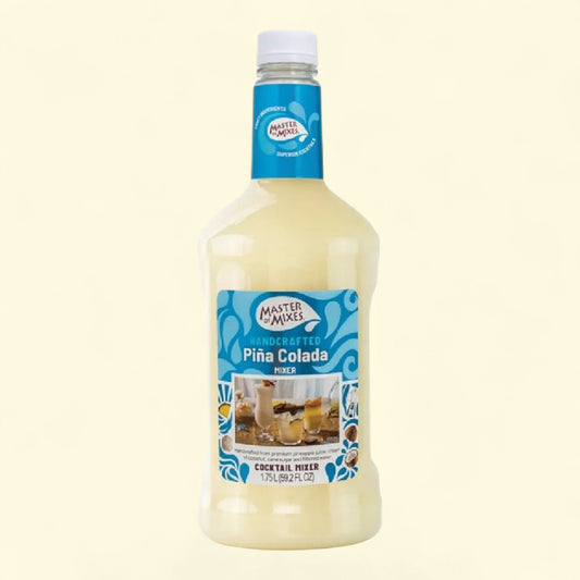 Bottle of Master of Mixes Pina Colada mixer on a white background