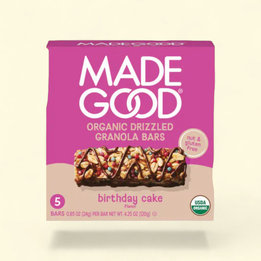 MadeGood Granola Bars, Chocolate Drizzled Birthday Cake, 30 Count (... — authentic US product shipped worldwide by Treatspree