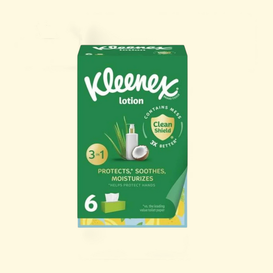 Kleenex Facial Tissues, Coconut Oil, 6 Flat Boxes, 120 Tissues Per Box, 3-Ply