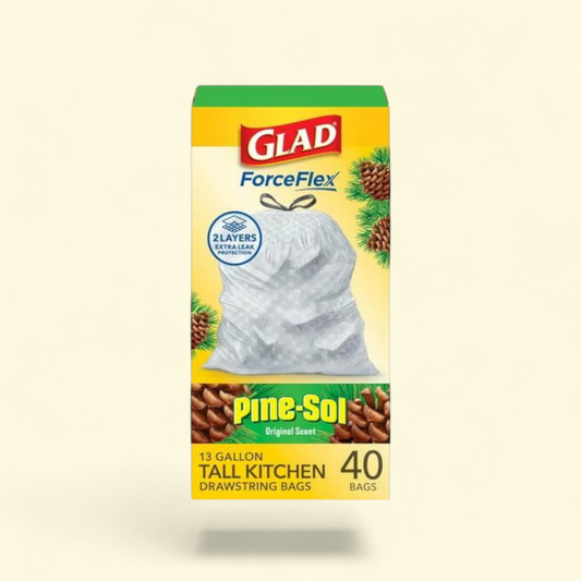 Glad ForceFlex Trash Bags, 13 Gallon, Pine-Sol Original Scent, 40 Count