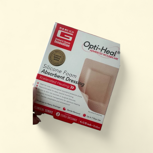 Neo G Opti-Heal Silicone Foam Absorbent Dressing, 4x4, 3 Count
