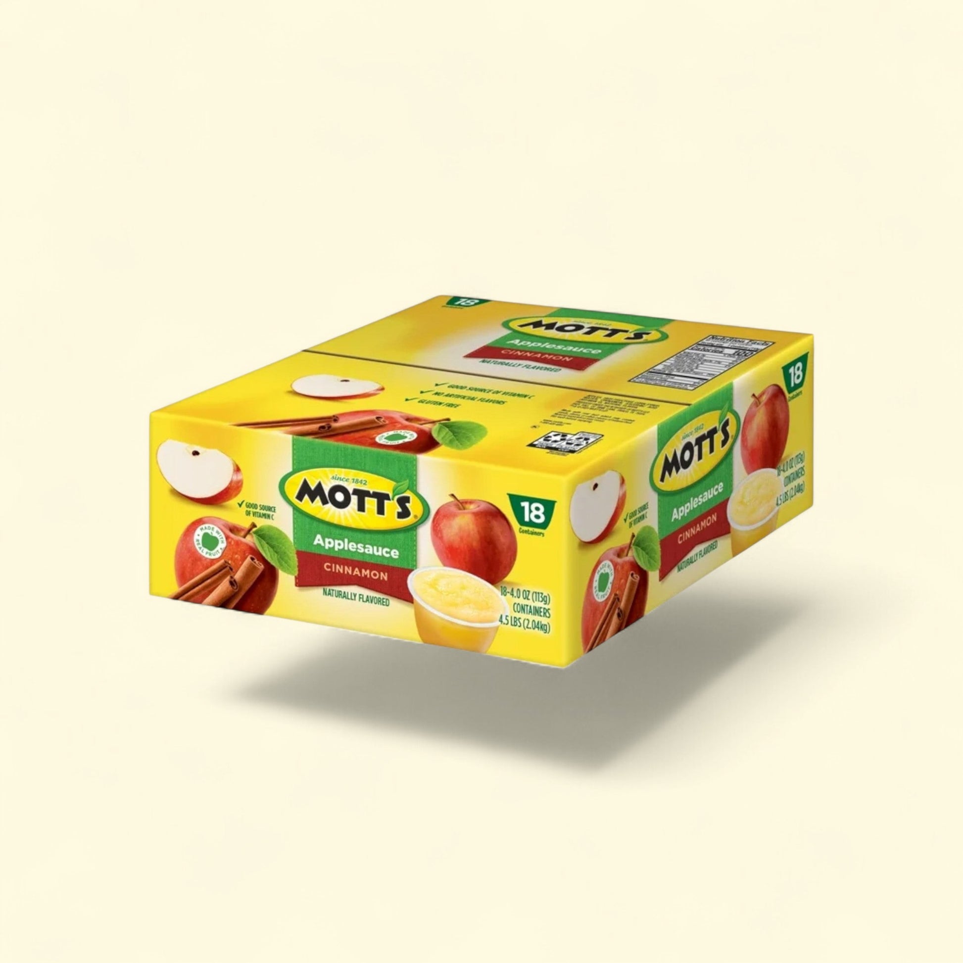 Mott's Cinnamon Applesauce, 4 Ounce Cups, 18 Count — authentic US product shipped worldwide by Treatspree