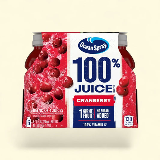 Ocean Spray 100% Juice Cranberry Juice Blend, 10 fl oz Bottles, 6 C... — authentic US product shipped worldwide by Treatspree