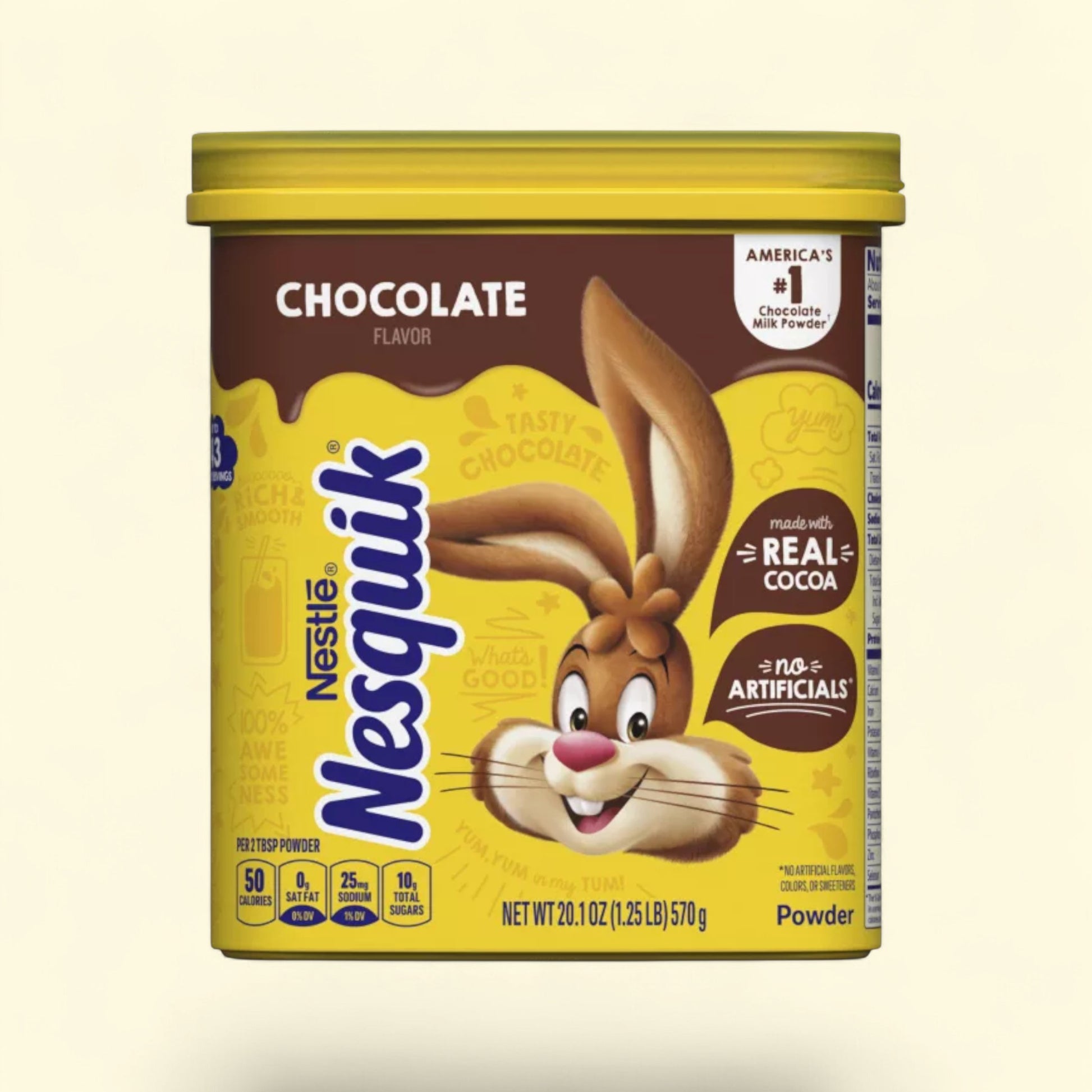 Nesquik Chocolate Milk Powder, 20.1 oz canister — authentic US product shipped worldwide by Treatspree