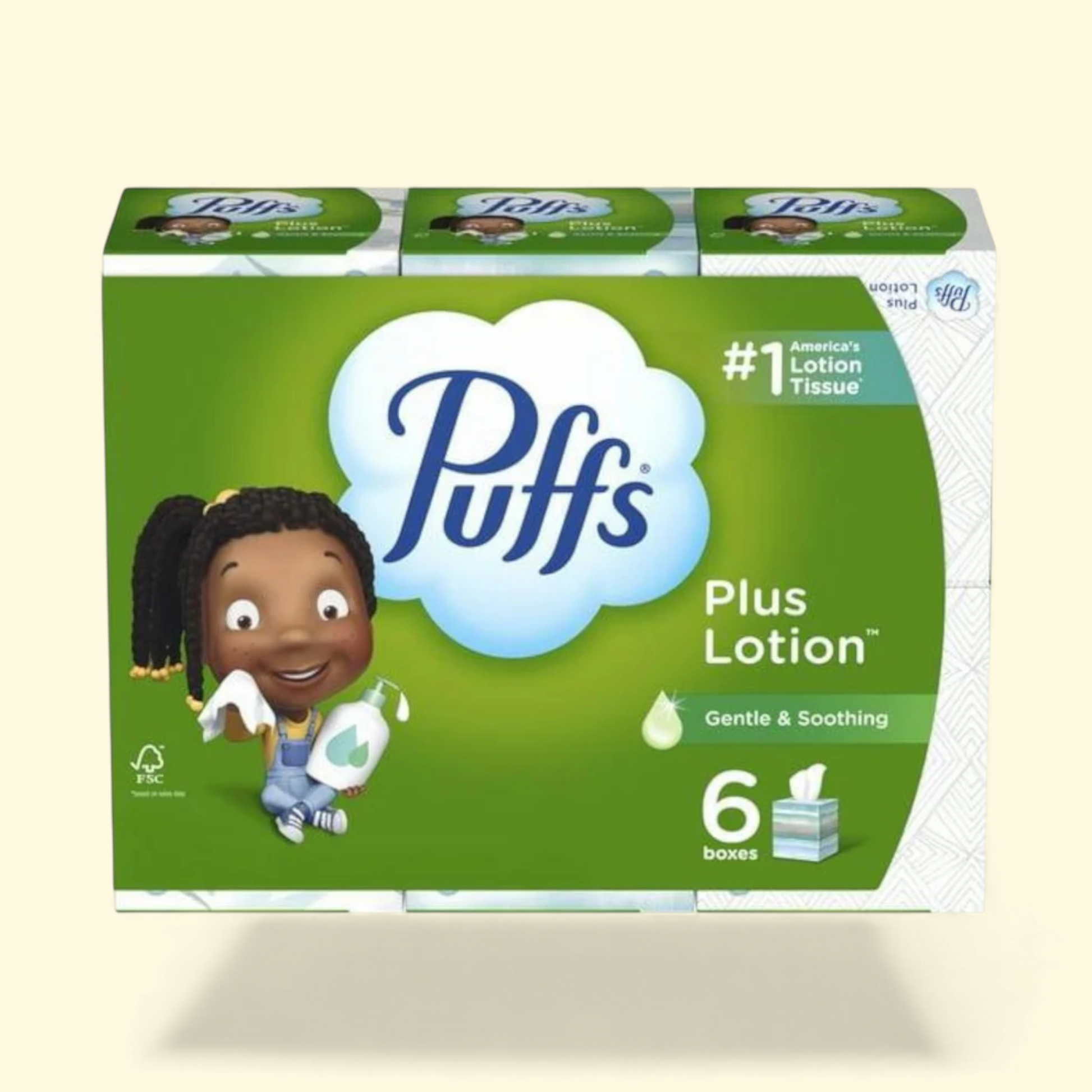 Puffs Plus Lotion Facial Tissue, 6 Mega Cubes, 72 Tissues
