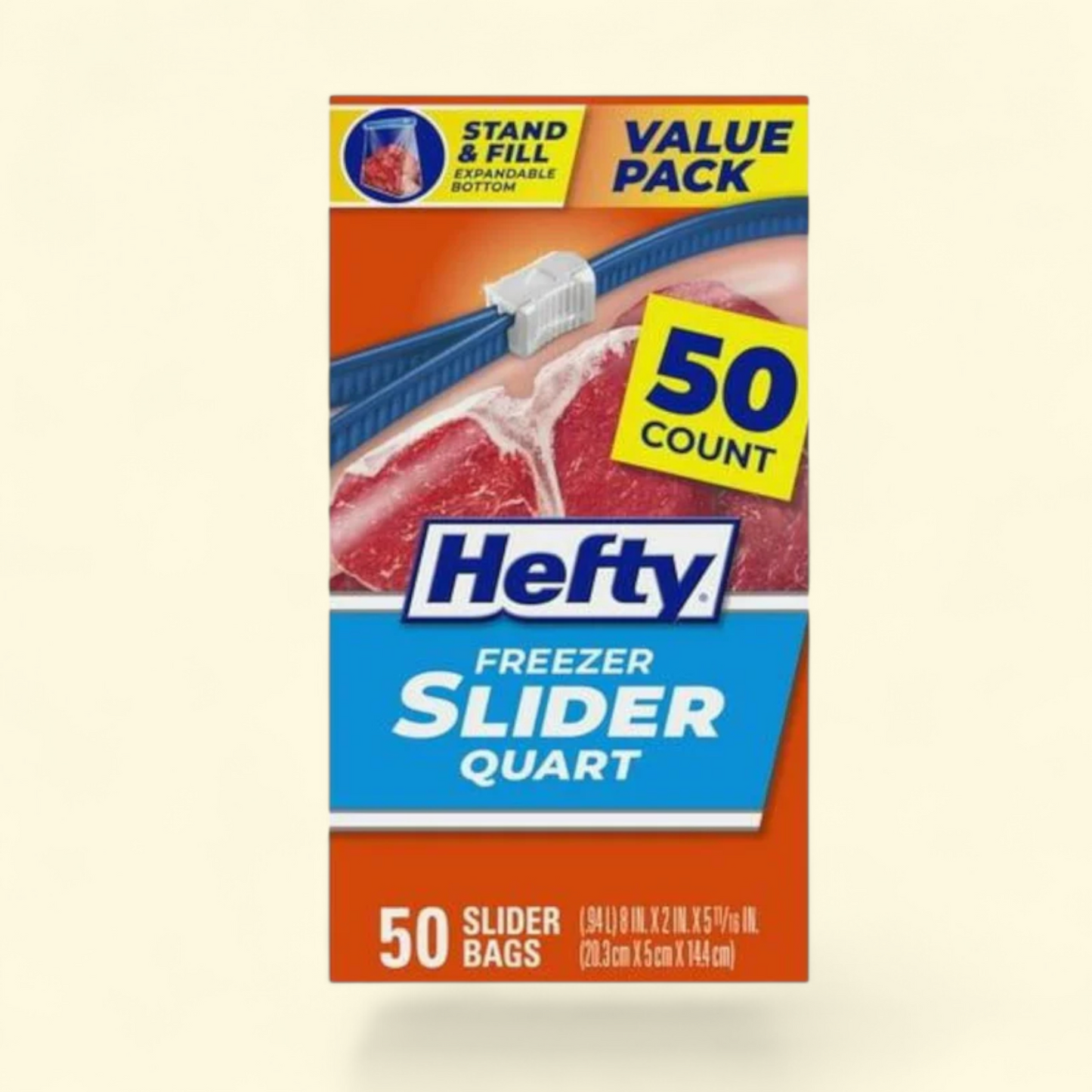 Hefty Slider Freezer Bags, Quart Size, 50 Count