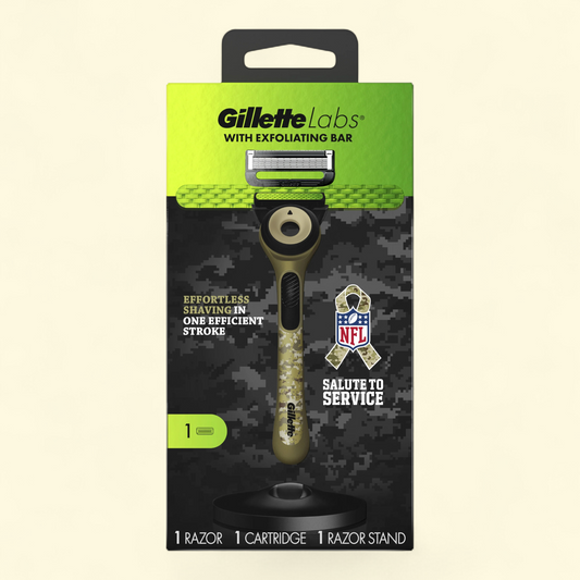 Gillette Labs Salute to Service Razor with Stand, Men's, Exfoliating Bar, 1 razor with stand