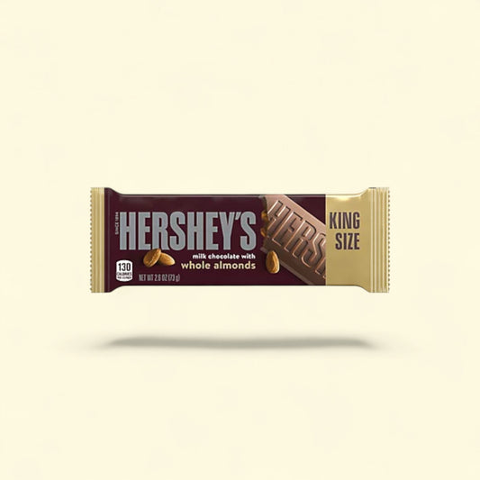 Hershey's Milk Chocolate with Whole Almonds King Size Candy, 2.6 oz — authentic US product shipped worldwide by Treatspree