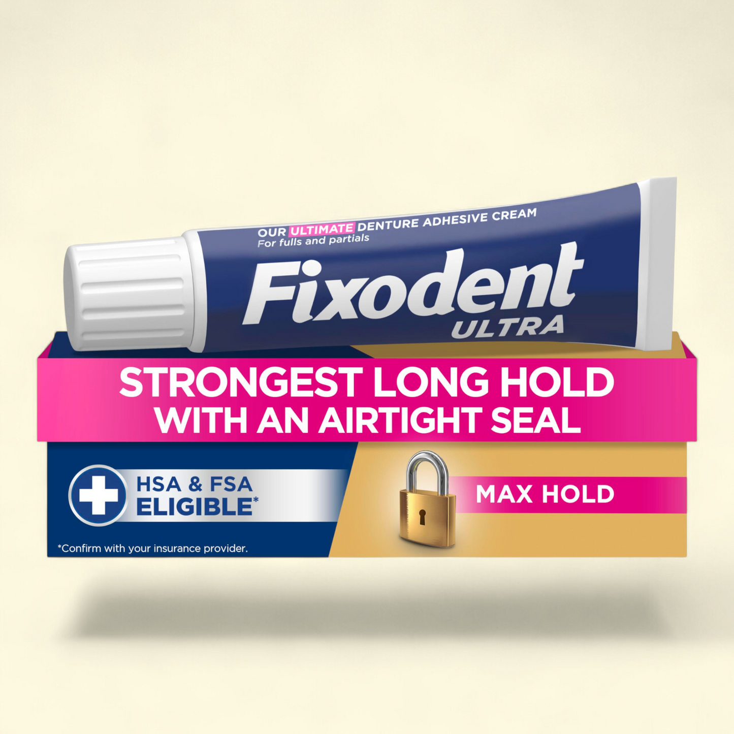Fixodent Ultra Max Hold Denture Adhesive Cream, 2.2 oz