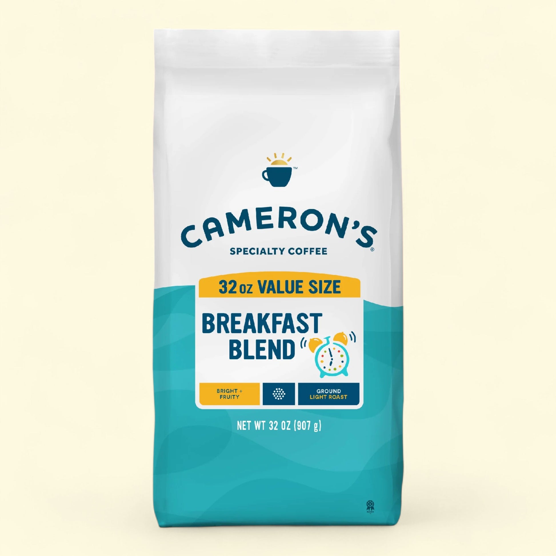 Cameron's Specialty Coffee Breakfast Blend package on a beige background
