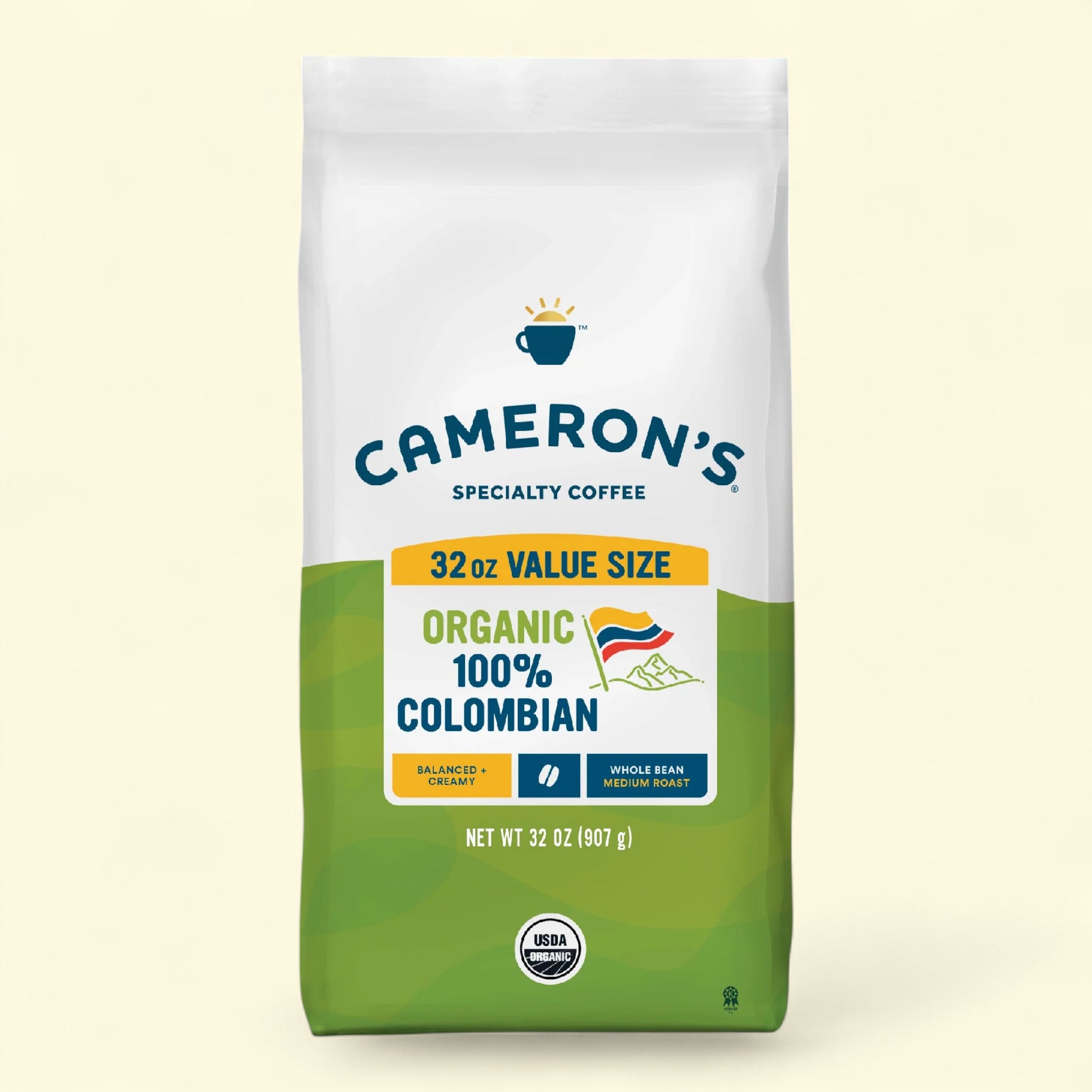 Cameron's Specialty Coffee bag on a light beige background