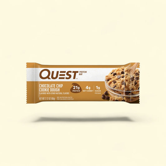 Quest Protein Bar, Chocolate Chip Cookie Dough, 12 Count — authentic US product shipped worldwide by Treatspree