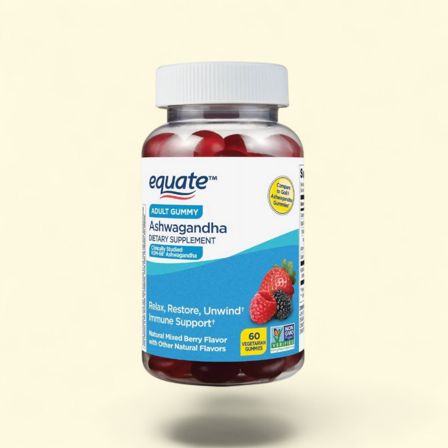Equate Ashwagandha Gummies, Mixed Berry, 60 Count