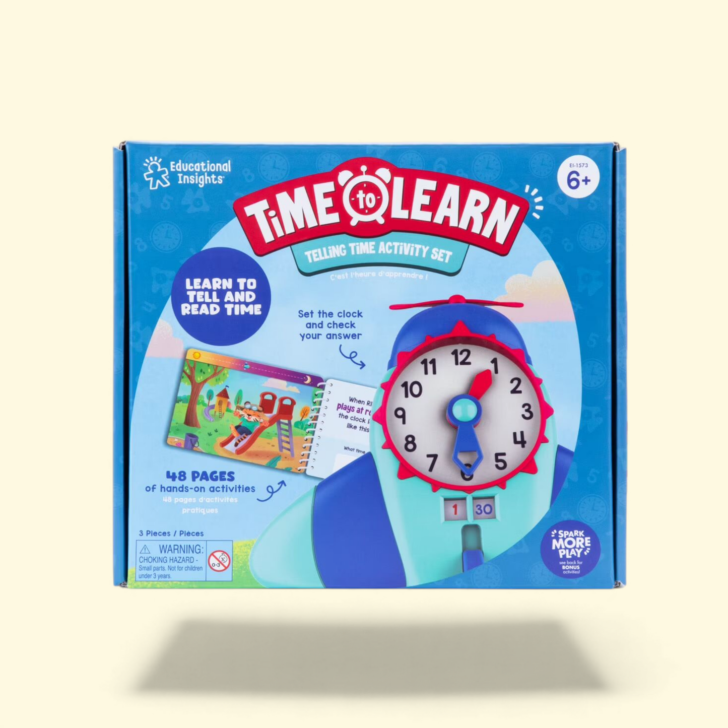 Educational Insights Telling Time Activity Set, 1 count: Elementary School Learning Games, Kids Counting Toys Ages 6+