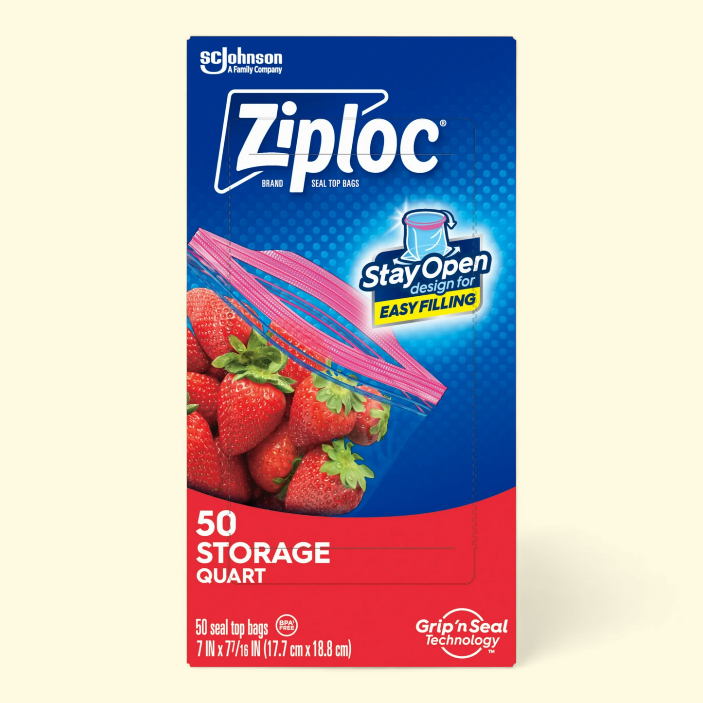 Ziploc Slider Quart Storage Bags, 50 Count