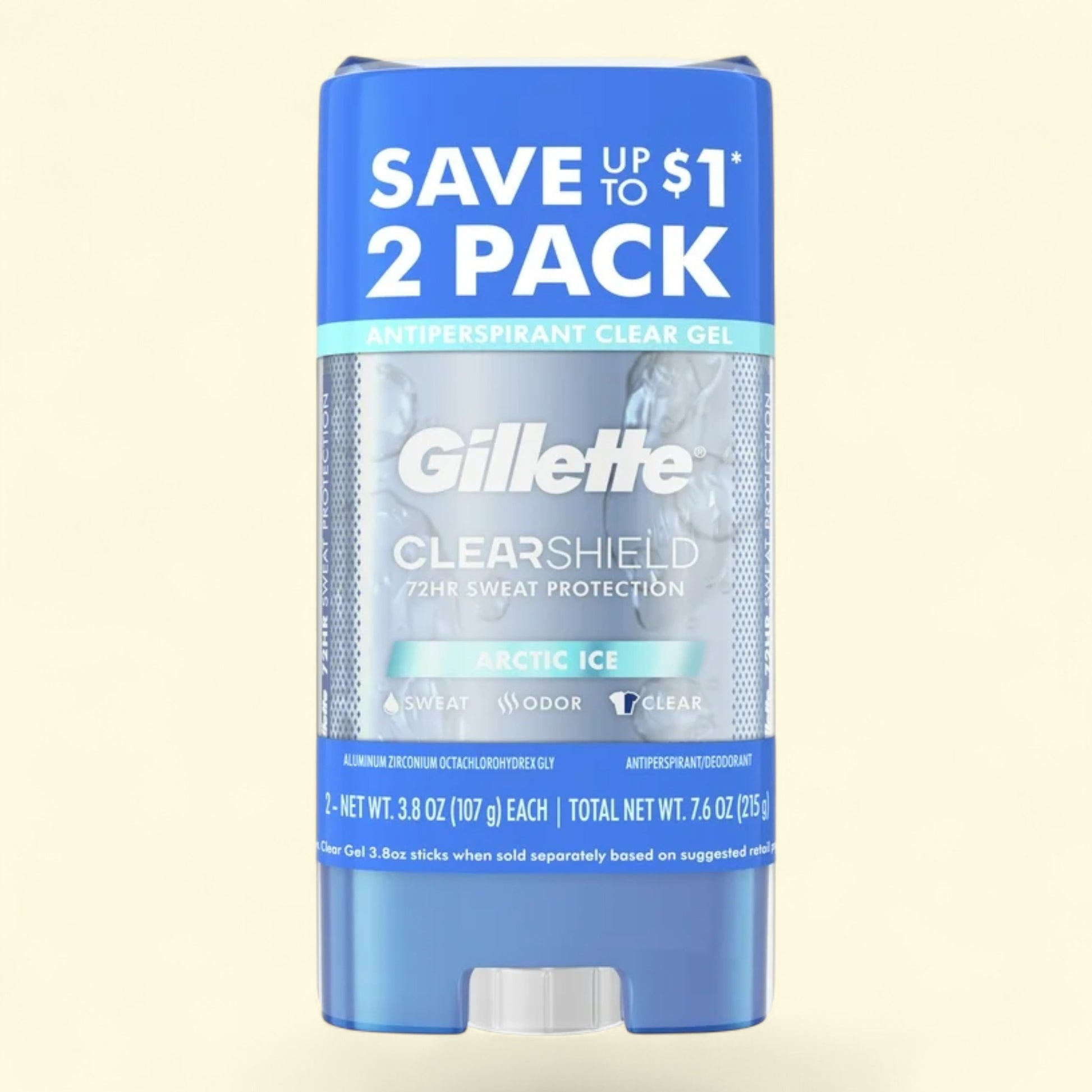 Gillette ClearShield antiperspirant stick with blue packaging
