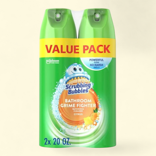 Scrubbing Bubbles Bathroom Grime Fighter, Disinfectant Cleaner Aerosol, Citrus, 20 oz, 2 Count