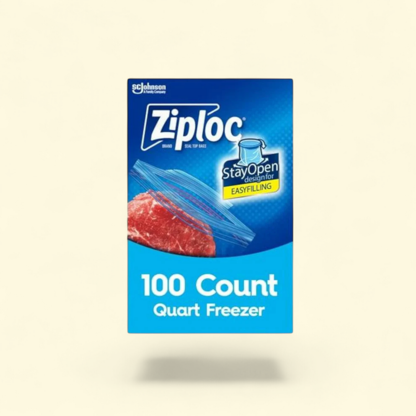 Ziploc Freezer Quart Bag, 100 Count