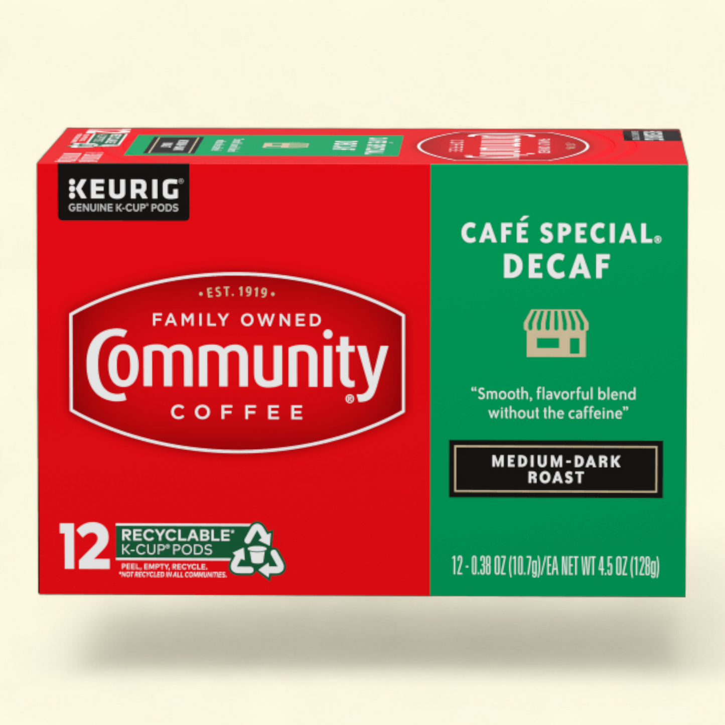 Community Coffee, Cafe Special Medium-Dark Roast K-Cup Decaf Coffee Pods, 12 ct