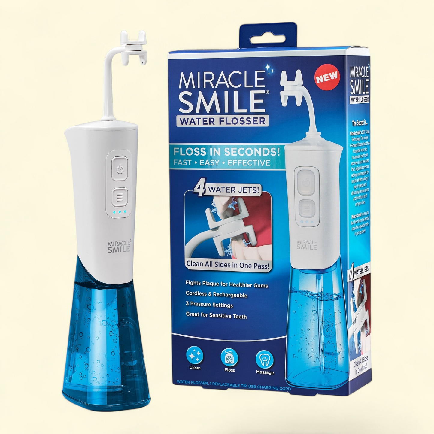 Miracle Smile Water Flosser, Portable Dental Rechargeable,  Easy Re... — authentic US product shipped worldwide by Treatspree