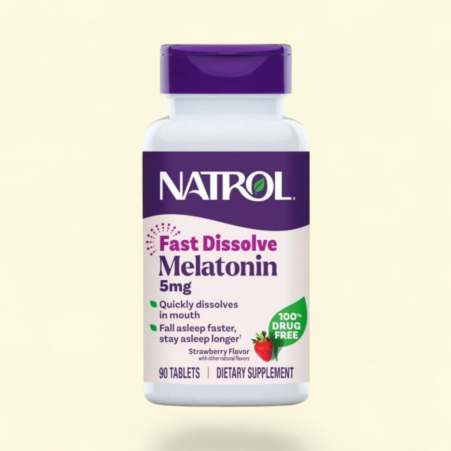 Natrol Sleep Melatonin Fast Dissolve Tablets, Strawberry Flavor, 5mg, 90 Count