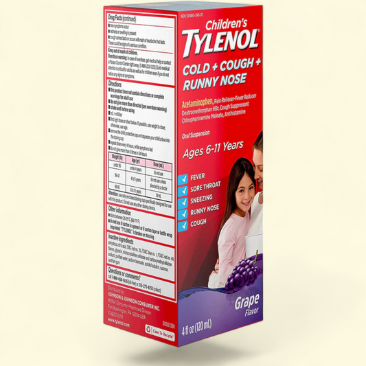 Children's Tylenol Cold + Cough + Runny Nose Medicine, Grape, 4 fl. oz