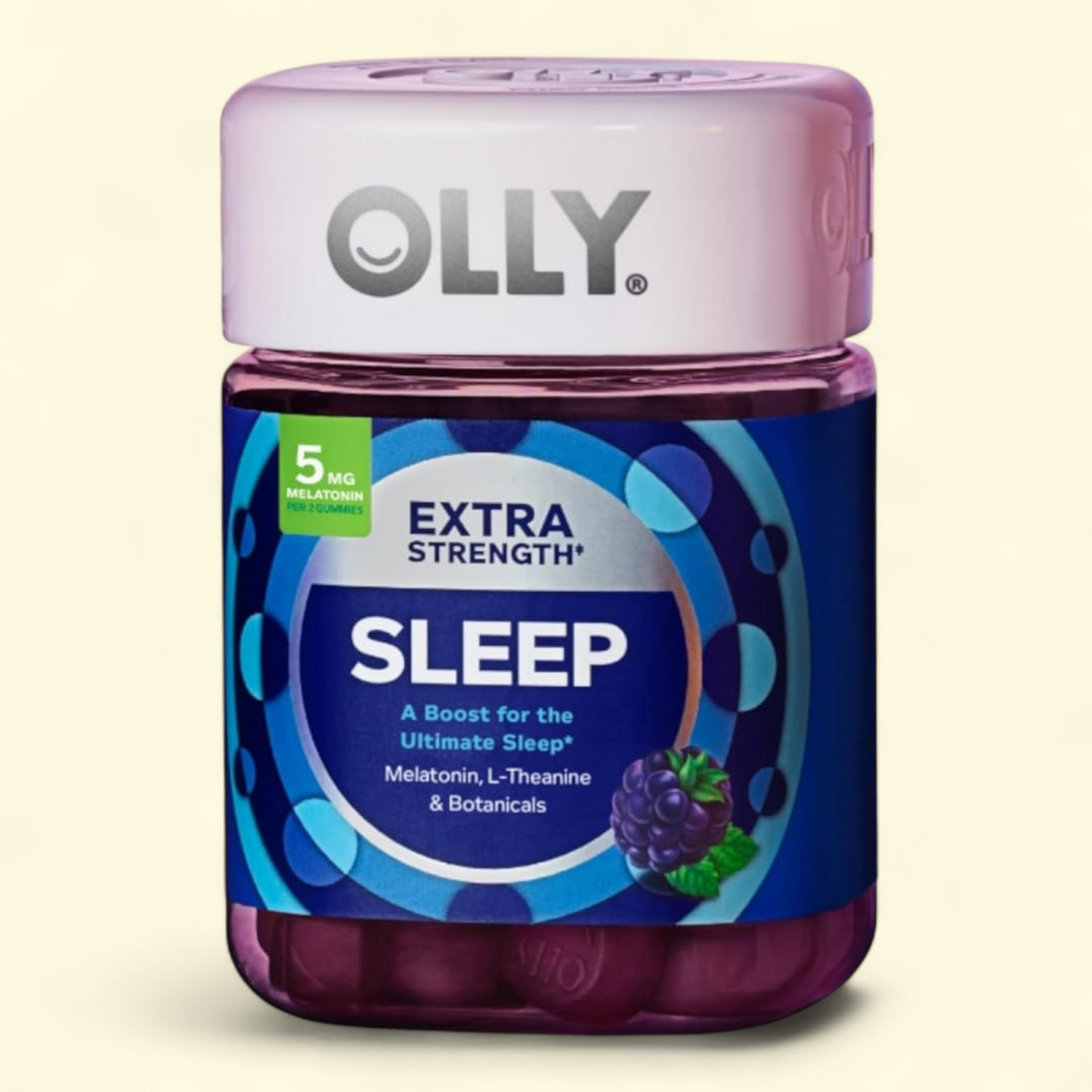 OLLY Extra Strength Sleep Gummy Supplement, 5mg Melatonin, Blackberry Flavor, 90 Ct