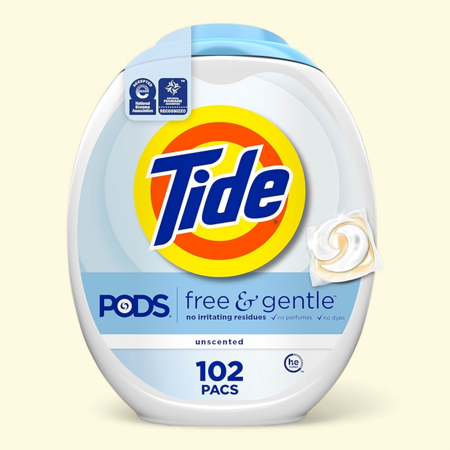 Tide PODS Free and Gentle Liquid Laundry Detergent Pacs, 102 Count