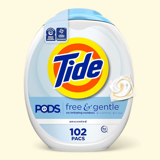 Tide PODS Free and Gentle Liquid Laundry Detergent Pacs, 102 Count