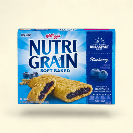 Kellogg's Nutri-Grain Blueberry Chewy Breakfast Bars, 10.4 oz, 8 Count — authentic US product shipped worldwide by Treatspree