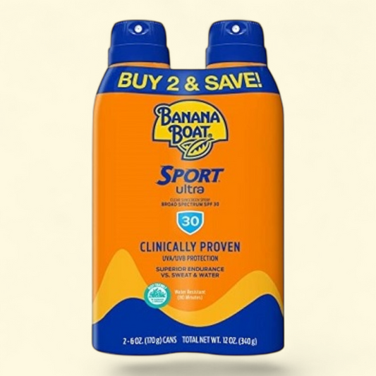 Banana Boat Sport Ultra Sunscreen Spray, SPF 30, 6 oz, Twin Pack