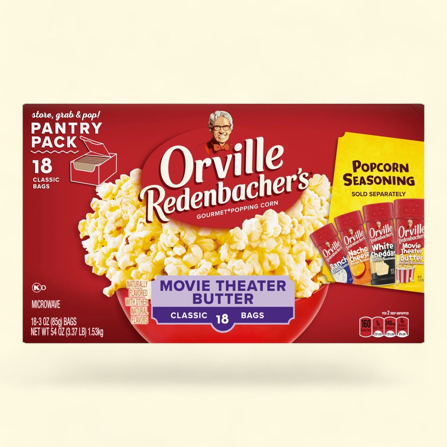 Orville Redenbacher's Movie Theater Butter Popcorn, 3 oz., 18-Count