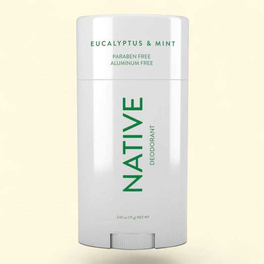 Native deodorant stick with eucalyptus and mint ingredients