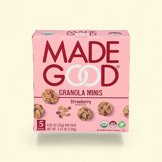 MadeGood Granola Minis, Strawberry - 5ct/4.25oz — authentic US product shipped worldwide by Treatspree