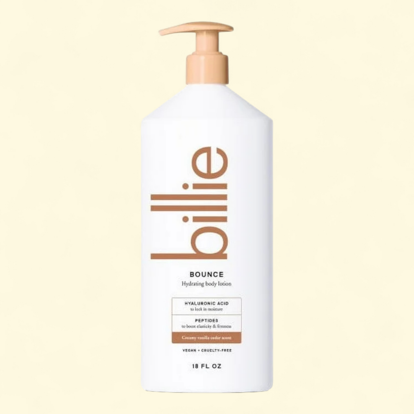 Billie Bounce Hydrating Body Lotion, Vanilla Cedar Scent, 18 fl oz