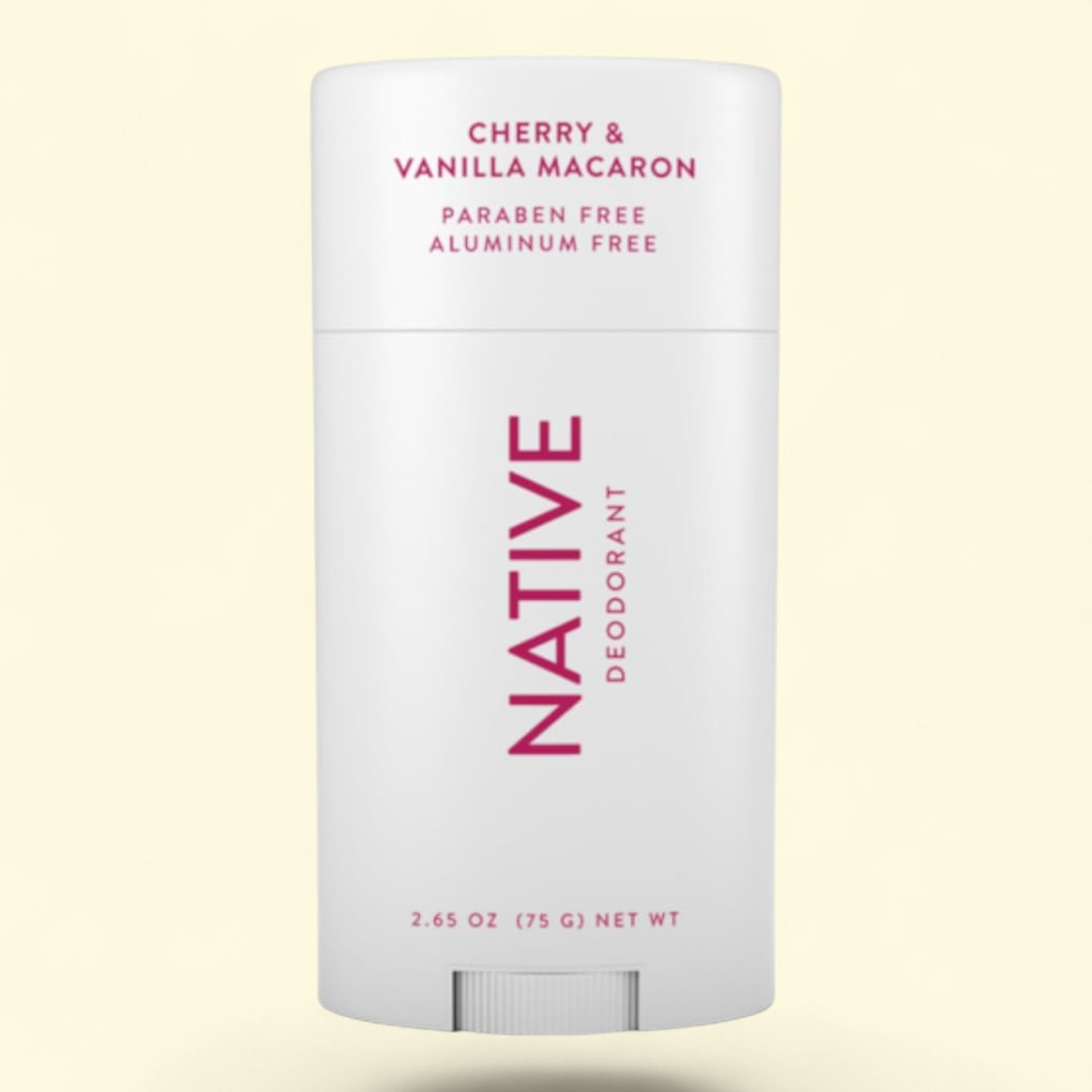 Native deodorant stick with cherry and vanilla macaron flavor 