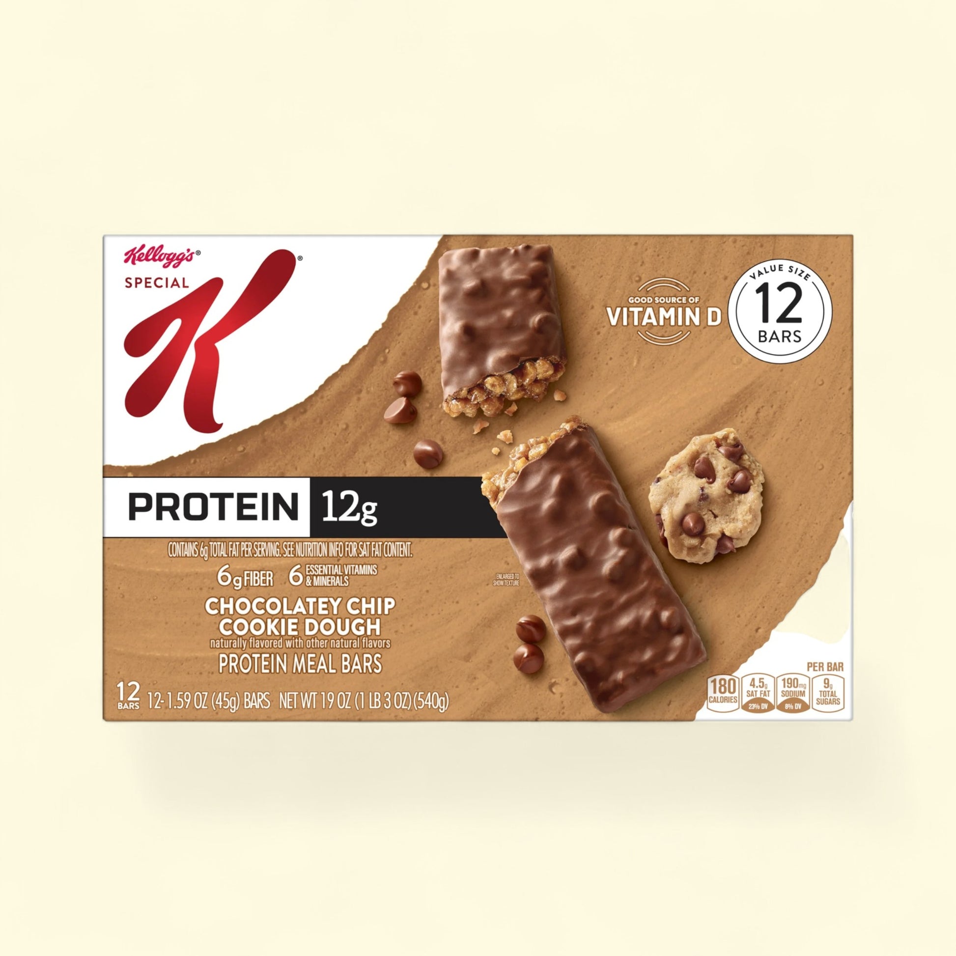Kellogg's Special K Protein Meal Bars with chocolate chip cookie dough flavor