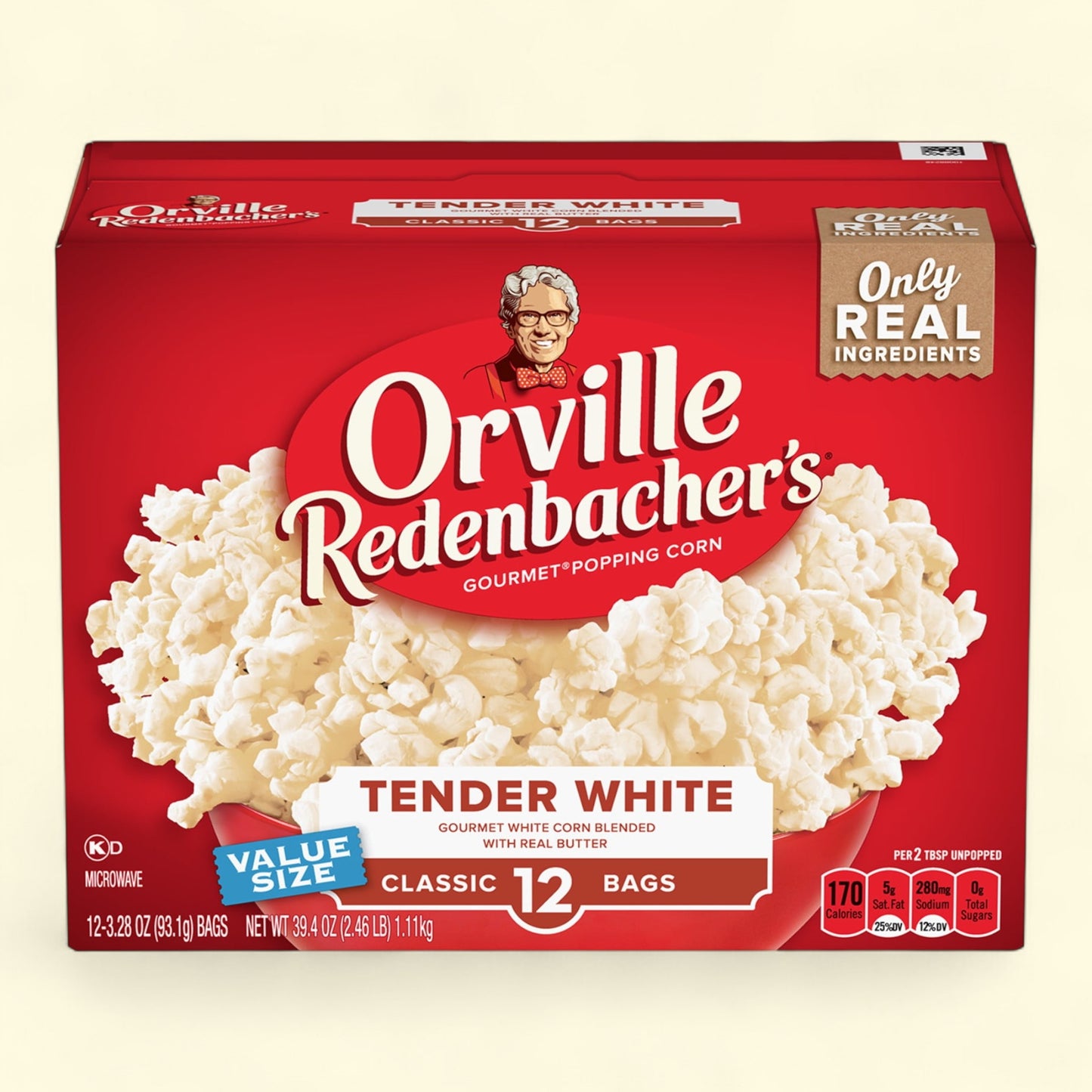 Orville Redenbacher's Tender White Popcorn, Microwave Popcorn, 3.3 oz., 12-Count