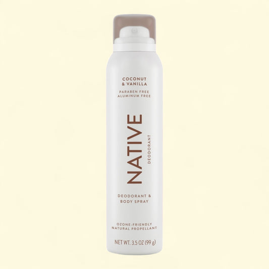 Native deodorant and body spray bottle