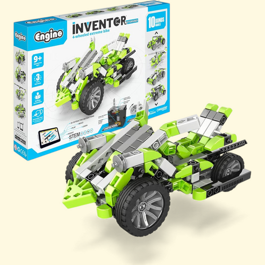 Engino Inventor STEM Toys, Motorized 4-Wheeled Extreme Bike, Kids 9+
