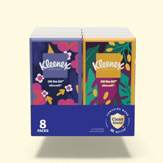 Kleenex Facial Tissues, 8 Packs, 10 Tissues per Pack, 3-Ply