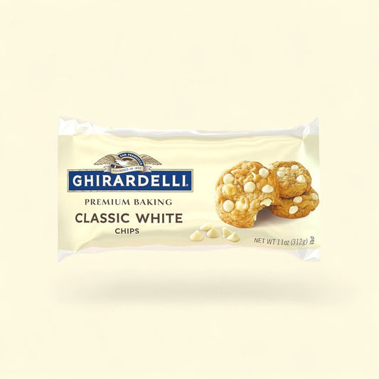 GHIRARDELLI White Vanilla Baking Chips, 11 oz Bag — authentic US product shipped worldwide by Treatspree